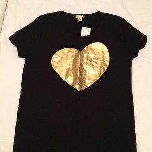 J. Crew Gold Heart T-Shirt